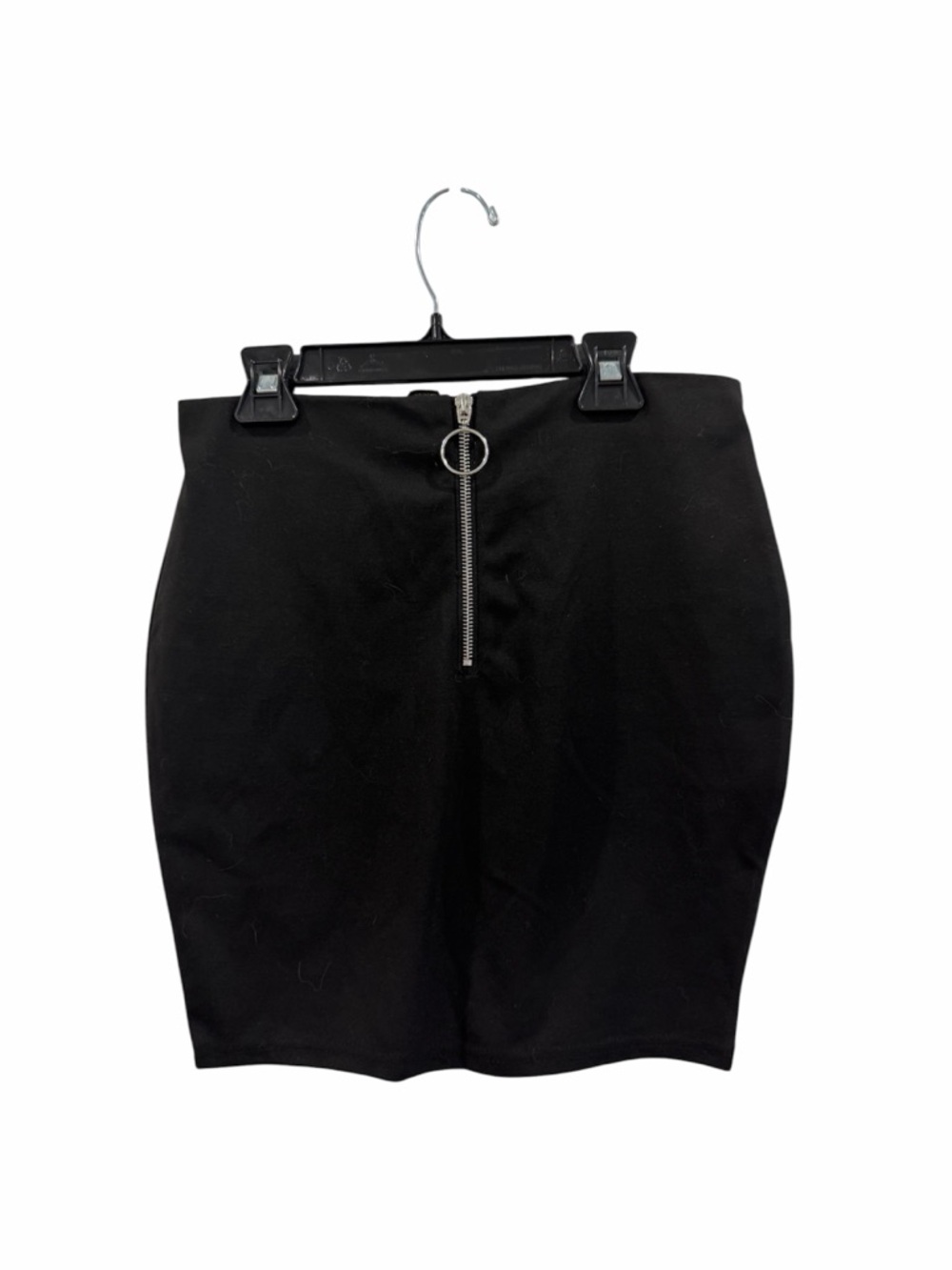 Revamped Black Pencil Mini Skirt with Ring Zip